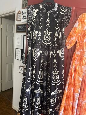 Lane Bryant Black and White Printed Maxi Dress